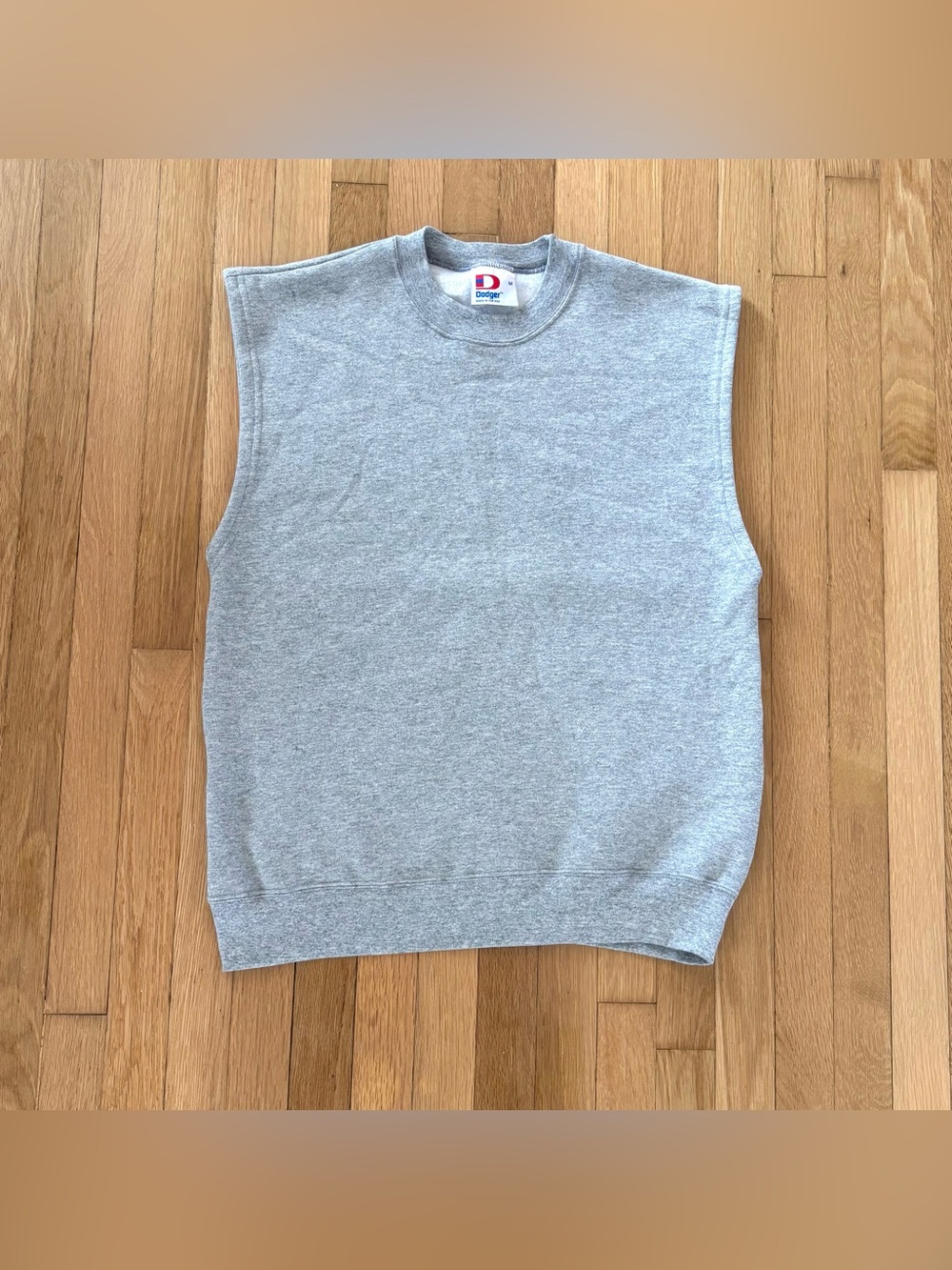 Vintage Dodger Brand Sleeveless Crewneck Sweatshirt Made In USA 80s M Grey Vest